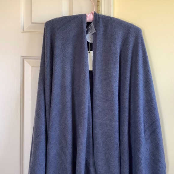 Barefoot Dreams CozyChic Lite Poncho Open Front Wrap Indigo Pacific Blue OS - Picture 6 of 15